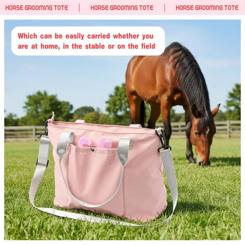 15 Sets Abbylike Pieces Horse Grooming Kit with Organizer Tote Bag Tack Room Supplies Horse Brush Care Equine Cleaning