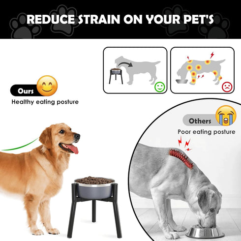 SHAINFUN Dog Bowl Stand for Large Dogs, Adjustable Width Tall Elevated Dog Bowls for 7-10.6" Bowls, Dog Food Water Stand Feeder, Metal Single Raised Dog Bowl Holder,11" Tall(Bowl Not Included)