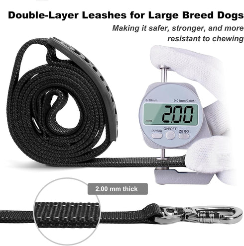 Laqibak Heavy Duty Dog Leash, Double-Sided Reflective, 6 FT with Double Handle, Lockable Safety Carabiner for Medium &