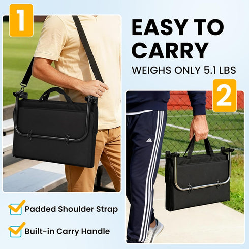 Stadium Seats with Back Support, Padded Bleacher Chairs with Back and Cushion with Shoulder Strap, Portable Folding