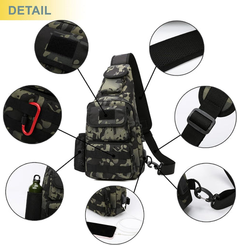 Novemkada 1000D Backpack Daypack Pack Tactical Shoulder Bag - Molle Military Outdoor Chest (Black)