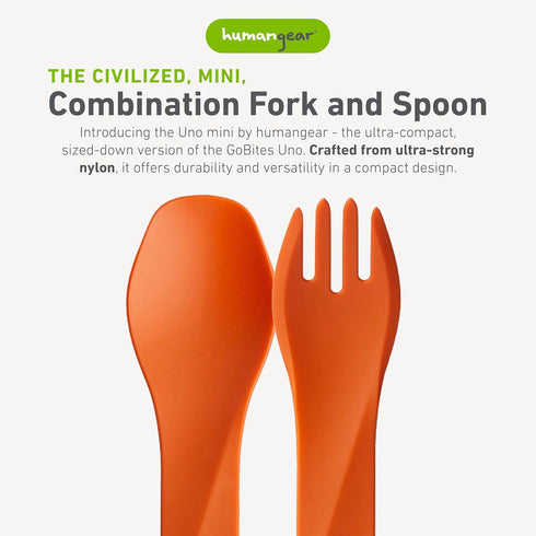 humangear GoBites Uno Portable & Convertible Travel Utensils, Multi-Functional Spork, Orange