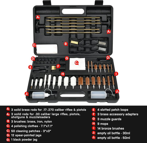 GLORYFIRE Universal Gun Cleaning Kit for All Guns, Gun Brushes, Elite Brass Rods, Hunting Gear Accessories