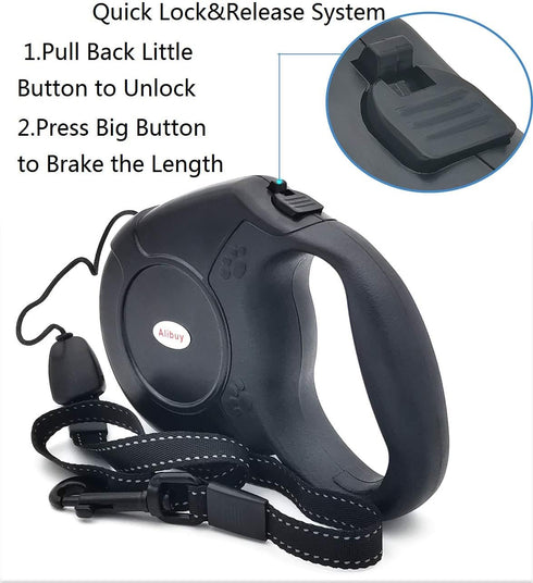 Retractable Dog Leash 26ft, 360° Tangle-Free Long Cord for Small Medium Large Dogs, Up to 110 lbs