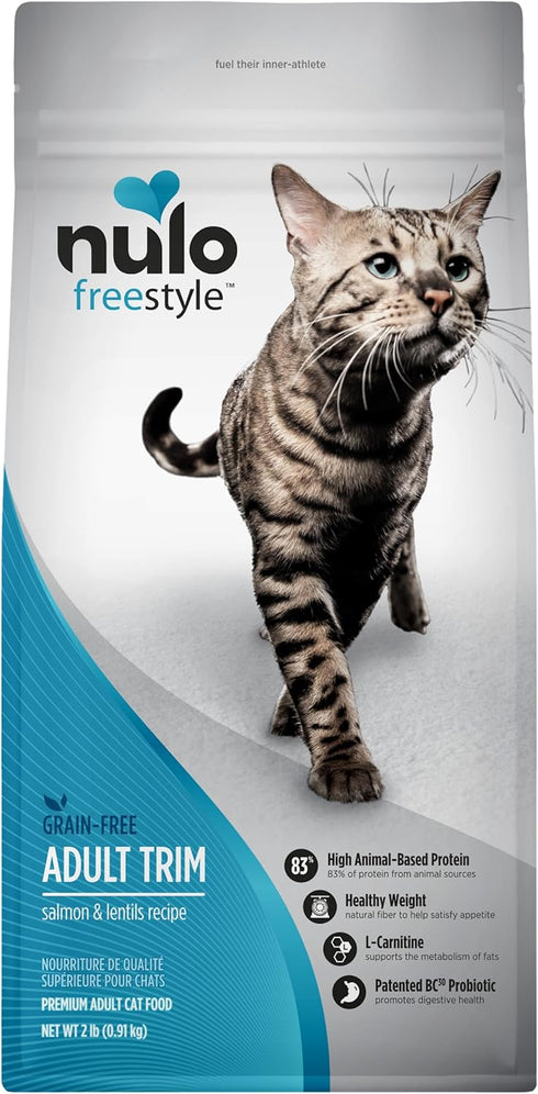 Nulo Freestyle Adult Trim Cat Food, Supports Weight Management, Premium Grain-Free Dry Small Bite Kibble, All Natural Animal Protein Recipe with BC30 Probiotic for Digestive Health Support
