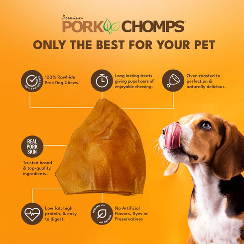 5-inch 1.6 (Pack 1) Pork Chomps Roasted Pork Skin Dog Chews, Ear Shapes, Ounce