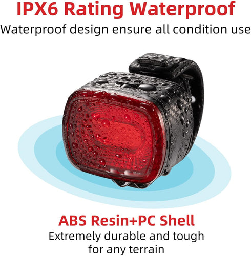 ROCKBROS Smart Bike Tail Light USB Rechargeable for Night Riding, IPX6 Waterproof Bright LED Bicycle Rear Light, 260mah