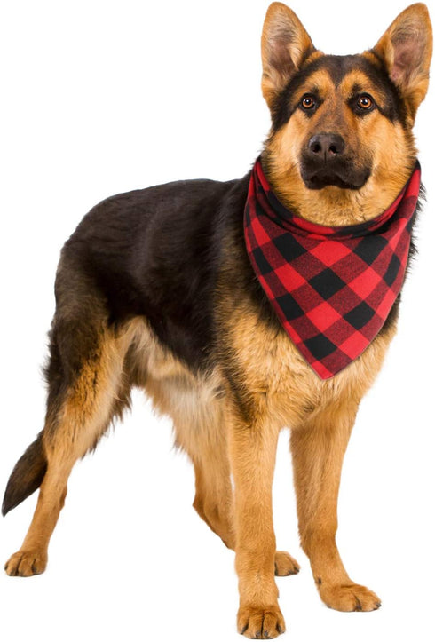 Bememo 4 Pack Christmas Dog Bandanas, Classic Buffalo Plaid Pet Bandana Scarfs for Small Medium Large Pets