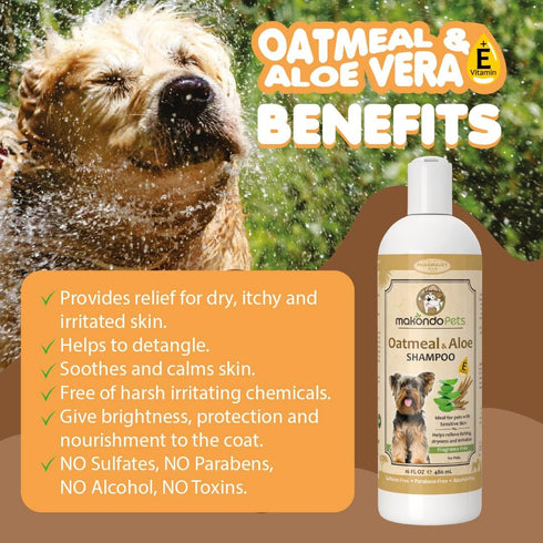 Oatmeal Shampoo for Dogs with Aloe Vera. Hypoallergenic Dog Shampoo for Allergies and Itching. Ideal Pet Shampoo for your Dog Grooming Supplies - Dog Bathing Supplies. Best Cat Shampoo & Puppy Shampoo