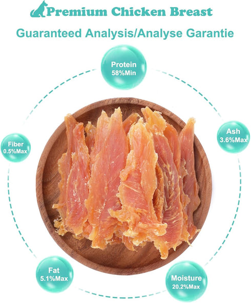 Chicken Jerky for Dogs, Rawhide Free Treats and Training Snacks for Small and Large Dogs, 0.5lb