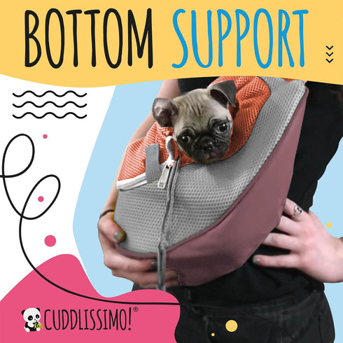 Pet Sling Carrier for Teacup & Toy Breed Puppies & Cats (Under 6lb) - Soft Pouch for Small Dogs, Red
