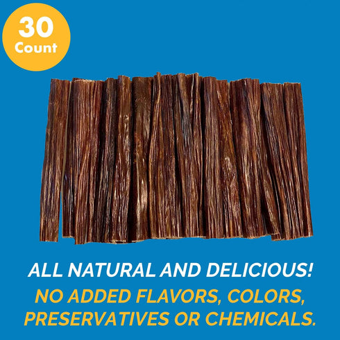 123 (6 Inches 30 Count) 100 Treats Beef Gullet Jerky Sticks - - Natural, Free Range Beef Esophagus Dog Chew Treat