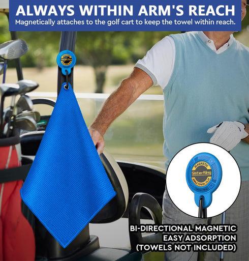Magnetic Clip for Golf Towel, Removable Industrial Magnetic Accessories for Strong Hold to Golf Carts or Clubs (2, Blue)