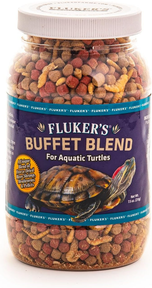 Buffet Blend Aquatic Formula - Fluker's Turtle Food with Freeze-Dried Shrimp, Mealworms, and Vitamin Enriched Pellets,