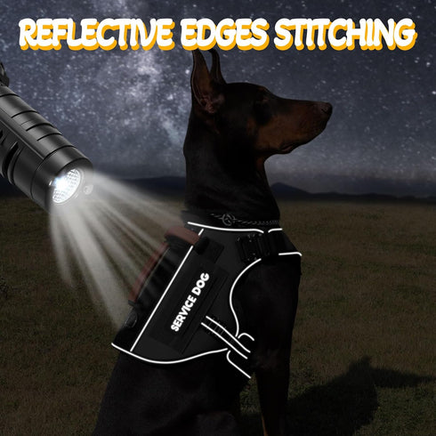 Service Dog Vest - HEYCAHVA Tactical Harness with Full Metal Buckles for Large Medium Dogs, Reflective No Pull