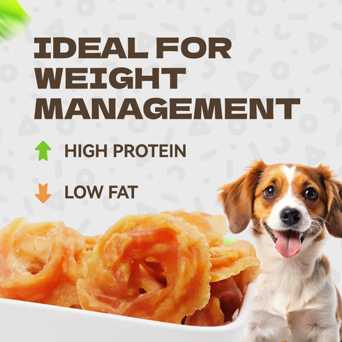10.58oz Chicken Rings Dog Treats, Natural Chicken Breast Jerky Rawhide-Free Soft Chews Healthy Dog Training Treats