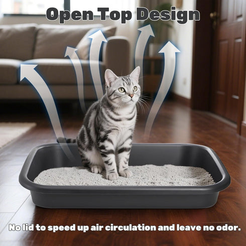 3 Pack 23" Tlence Low Entry Cat Litter Box, Open Top Pet Litter Pan for Kitten, Extra Large Senior Cat Travel Toilet