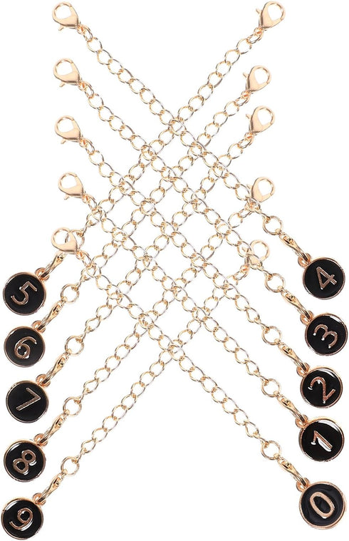 BESPORTBLE 10pcs Black Metal Hanging Cup Chain with Lobster Clasp, Decorative Number