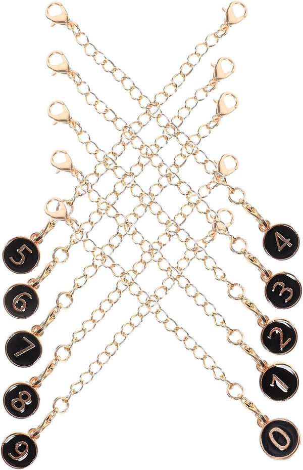 BESPORTBLE 10pcs Black Metal Hanging Cup Chain with Lobster Clasp, Decorative Number