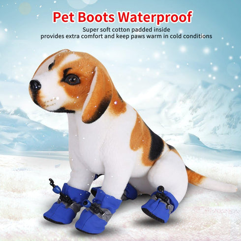 Fdit 4Pcs Dog Shoes Protectors with Elastic Fastening Band Set, Anti-Slip Sole Pet Dog Shoes Boots, Soft Cotton Padded