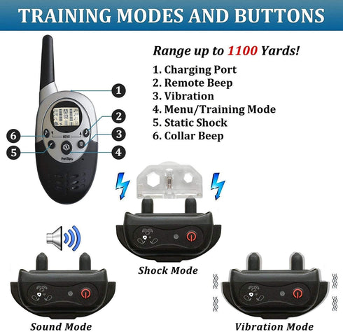 PetSpy M86 Dog Training Shock Collar, 1100 Yards, for Medium to Large Dogs, Waterproof Remote Trainer