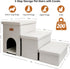 Dog Stairs for High Beds, Folding Pet Steps 17.5"H for Small Medium Large Dogs, Beige Gray with Storage