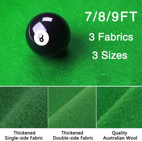 6 7/8/9 3 Boshen Billiard Cloth Pool Table Felt Cloth with Cloth Strips for Foot Table Fast Pre-Cut Rails, Fabrics