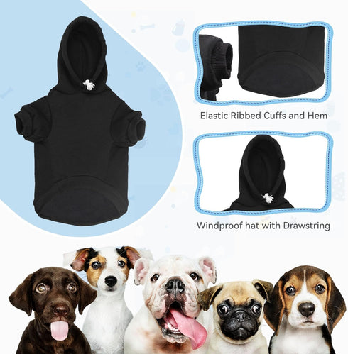QDYU Dog Sweaters for Small Dogs Security Sweater Soft Brushed Fleece Pet Clothes Dog Hoodie Sweatshirt with Pocket(XS)