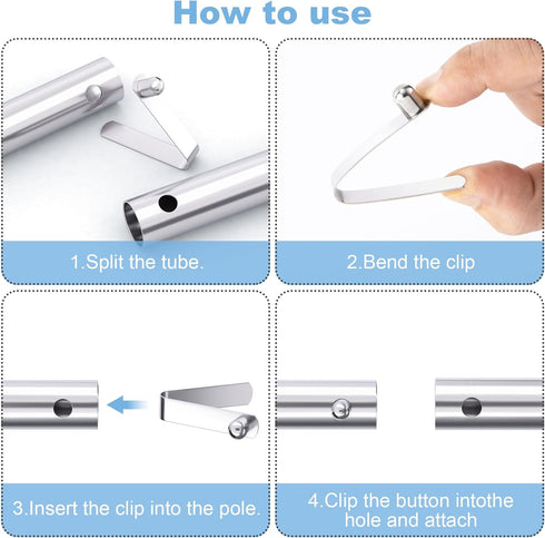 Tent Pole Clips - Push Button Spring Clip for Camping Kayak Paddle Tent Pole