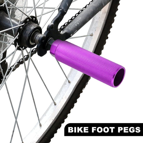 X AUTOHAUX Pair Aluminum Alloy Rear Foot Pegs, Universal Purple Footrests for BMX MTB Bike Fit 3/8 Inch Axles