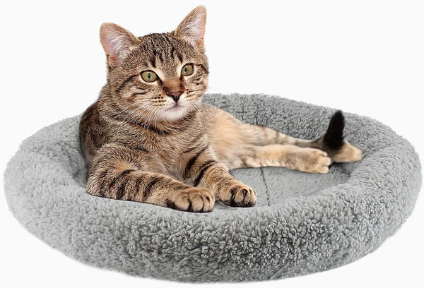 PETLESO Cat Bed for Indoor Cats, Round Washable Bed for Small Puppy Cats Rabbit, Basic Pet Mat, Medium