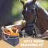 GuZhiYue 12-Piece Set Professional Horse Brush Kit with Storage Tote, Grooming for Daily Stable Care, Includes Curry