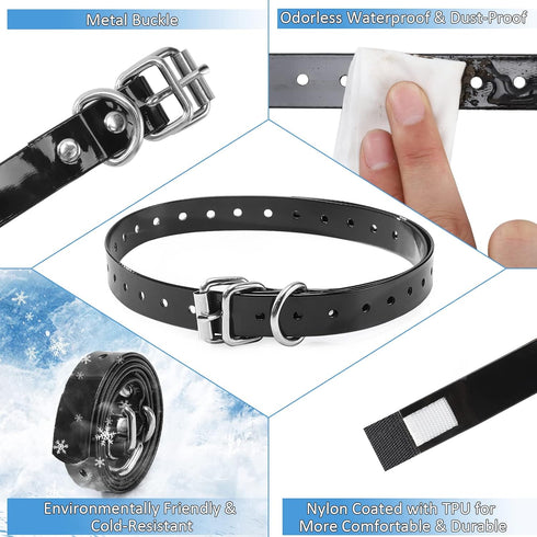 Waterproof Dog Collar Replacement Strap, Easy Clean Odorless with Metal Buckle, 3/4 Inch Adjustable Size