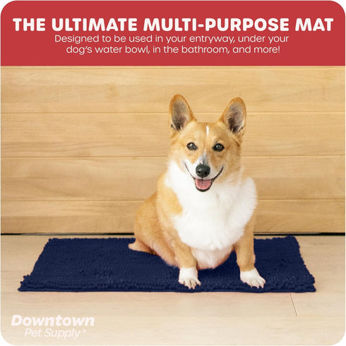 My Doggy Place Navy Blue Microfiber Dog Mat for Muddy Paws, 18" x 24" - Quick-Drying Non-Slip Cleaning Mat
