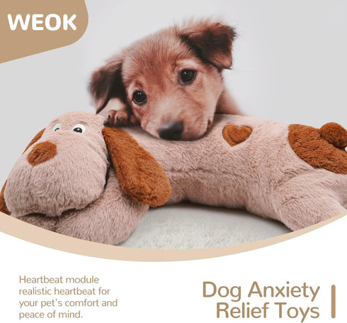 WEOK Puppy Heartbeat Toy, Dog Heartbeat Toy for Separation Anxiety Relief, Puppy Toy with Heartbeat Stuffed Animal