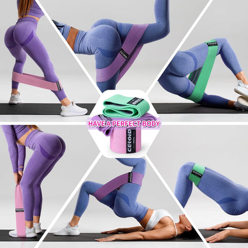 Resistance Bands Set with Non-Slip Design, 3 Levels for Hips & Glutes, Booty Bands for Home Fitness, Yoga, Pilates
