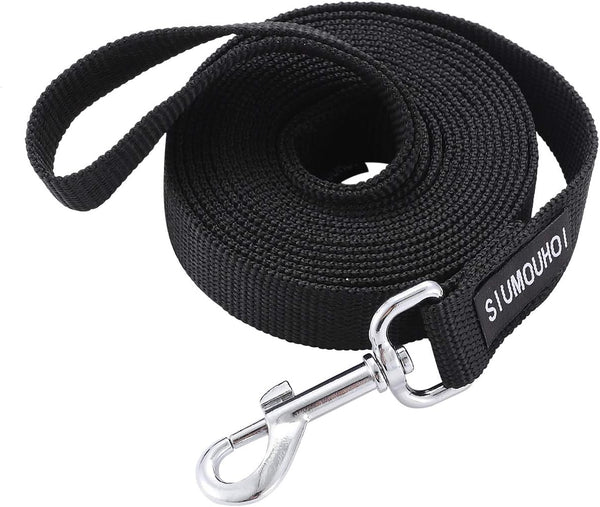 Strong Durable Nylon Dog Training Leash, 1 Inch Wide, 6 ft, 10 ft, 15 ft Long for Small and Medium Dogs (Black, 10 Feet)
