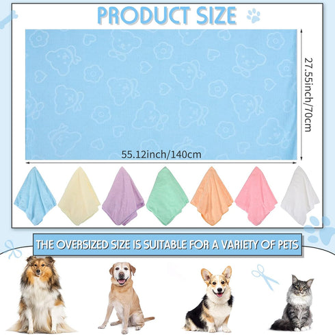 Tudomro 14 Pcs 55 x 28 Inch Bulk Dog Towels, Extra Large Quick Drying Towels for Dogs, 7 Colors for Medium & Large Dogs