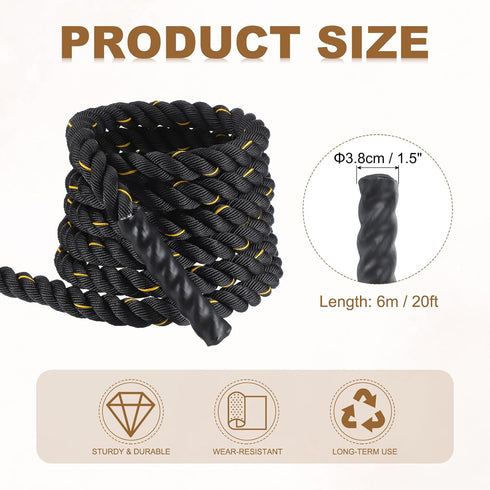 20ft 1.5 Inch MECCANIXITY Battle Rope x Polyester Workout Rope Heavy Fitness Exercise Rope for Strength Training Home
