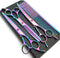 7.0in Titanium Professional Pet Grooming Scissors Set, Straight & Thinning & Curved Scissors, 3pcs Set for Dog Grooming