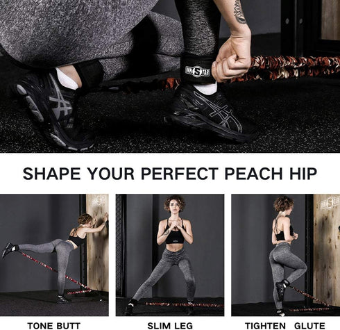 INNSTAR Booty Resistance Band Glute Cord Cable Machine for Hip Home Workout Kickbacks with Instructions