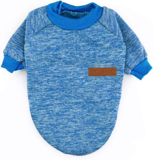 Idepet Soft Fleece Dog Coat, Classic Knitwear Sweater for Small Dogs (XXS, Blue), Thickening Warm Pup Dogs Shirt Winter
