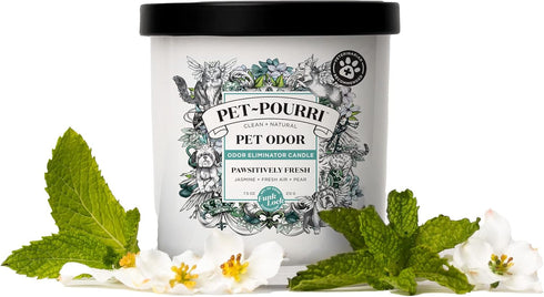 Pet-Pourri Pet Odor Freshener Candle, Pawsitively Fresh, 7.5 Oz - Jasmine, Fresh Air and Pear, Veterinarian Recommended