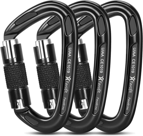 Locking Climbing Carabiner, Heavy Duty UIAA Certified 25kn (5620 lbs) Safety Large Rock Clips