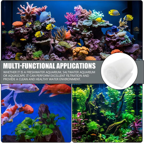 Aquarium Filter Pad, Fishbowl Sponge Pad, Fish Tank Filter Floss, High Density Media Roll, 7.8x39 Inch