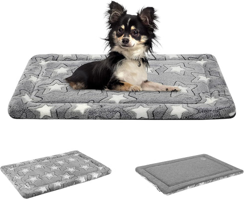 EMPSIGN Reversible Dog Bed Mat, Machine Washable Crate Pad for Large Medium Small Dogs, Grey, 36" x 23"