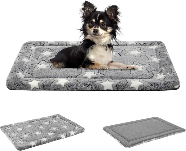 EMPSIGN Reversible Dog Bed Mat, Machine Washable Crate Pad for Large Medium Small Dogs, Grey, 36" x 23"