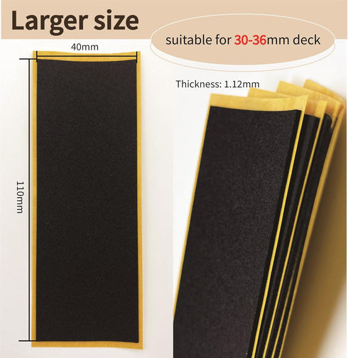 RACOFSB 40mmX110mm (8pcs 4pcs Fingerboard Foam Grip Tape, Finger Skateboard Griptape Black White)