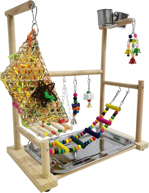 kathson Parrot Playstand Bird Playground Conures Play Stand Wood Perch Gym Playpen Ladder Parakeets Cage Accessories