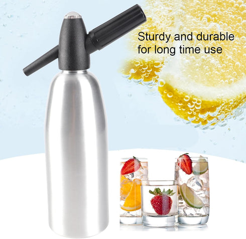 Denash 1L Soda Siphon Bottle,Portable Retro Alloy Soda Siphon, Carbonated Seltzer Water Maker with Pressure Regulator